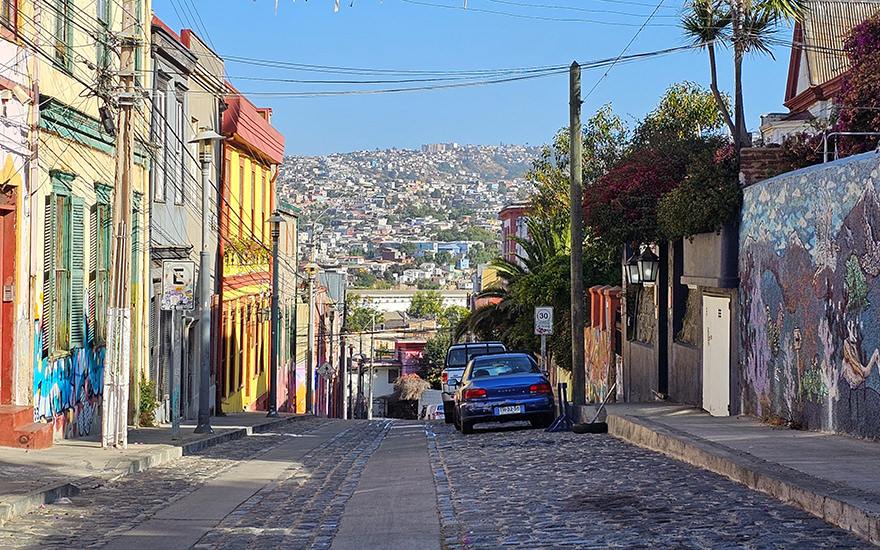 Straße mit Aussicht, Cerro Alegre, Valparaíso