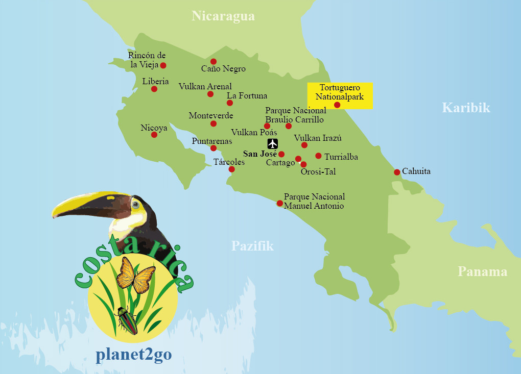 Karte Lage Tortuguero-Nationalpark