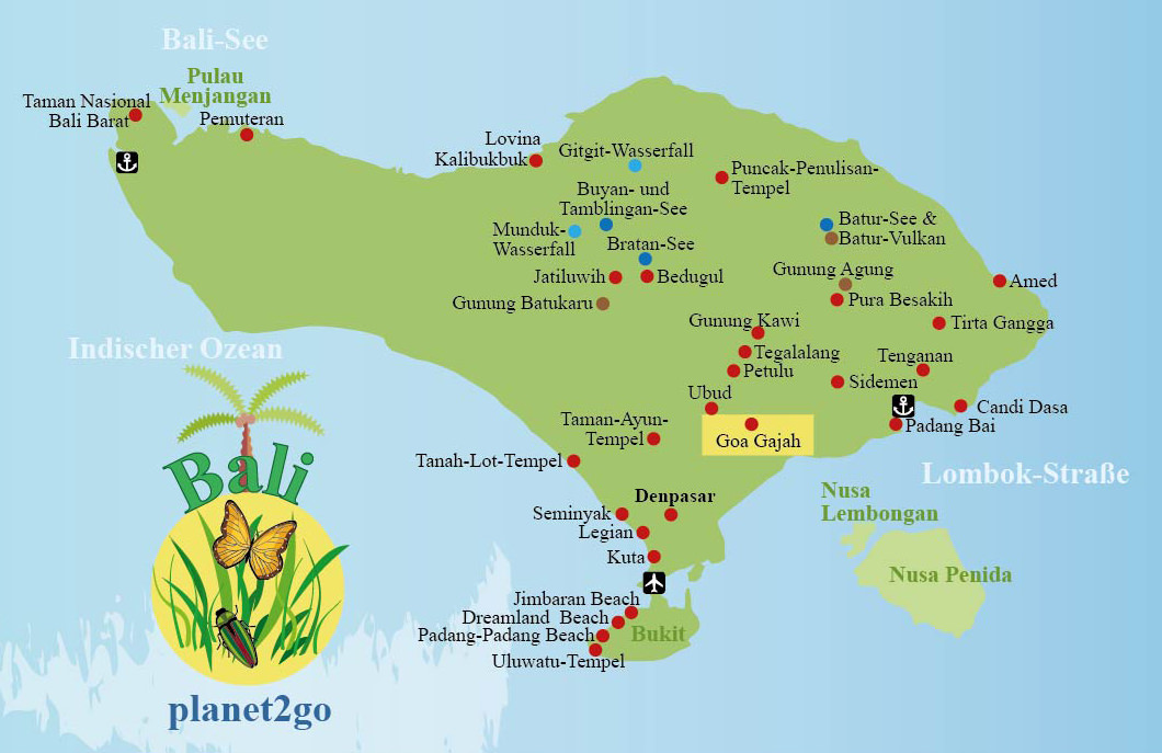 Karte Bali Sehenswürdigkeiten Goa Gajah