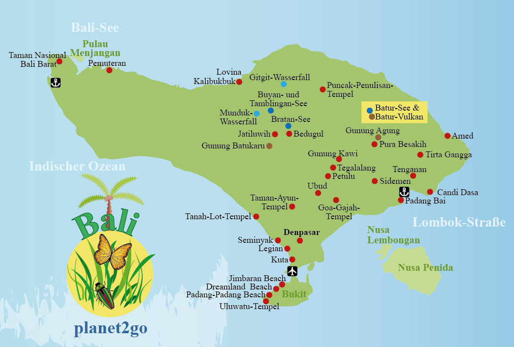 Karte Bali Sehenswürdigkeiten Gunung Batur