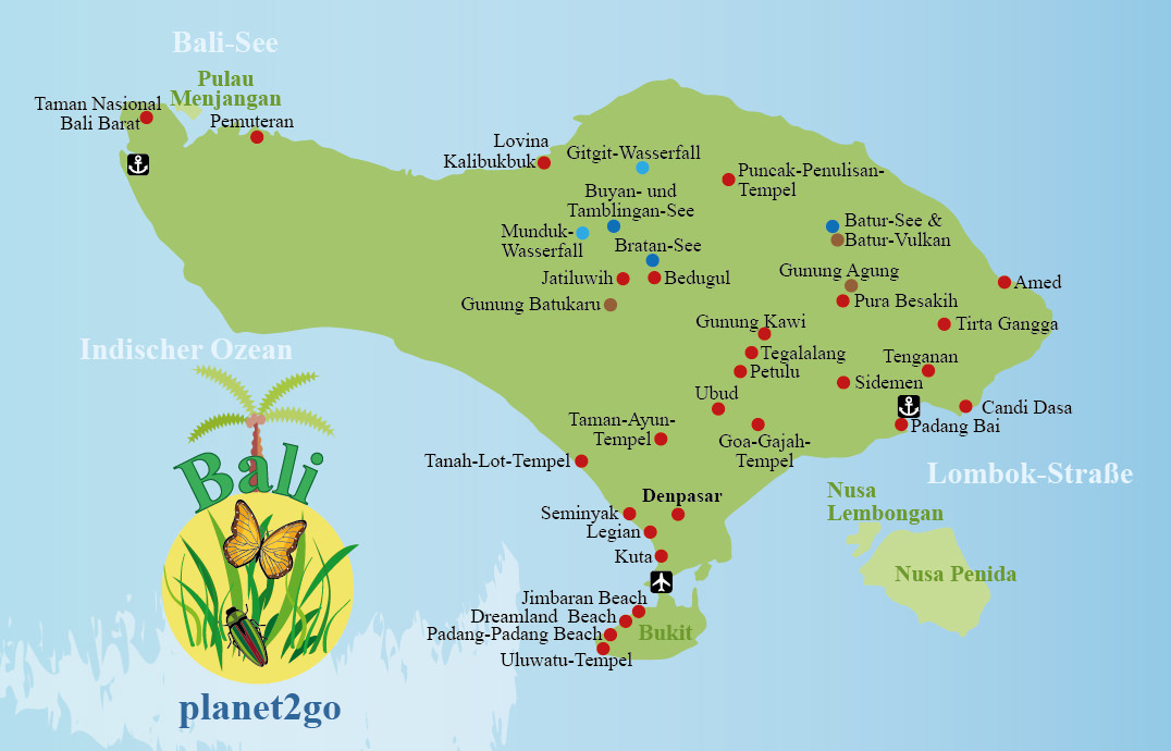 Karte Bali Sehenswürdigkeiten