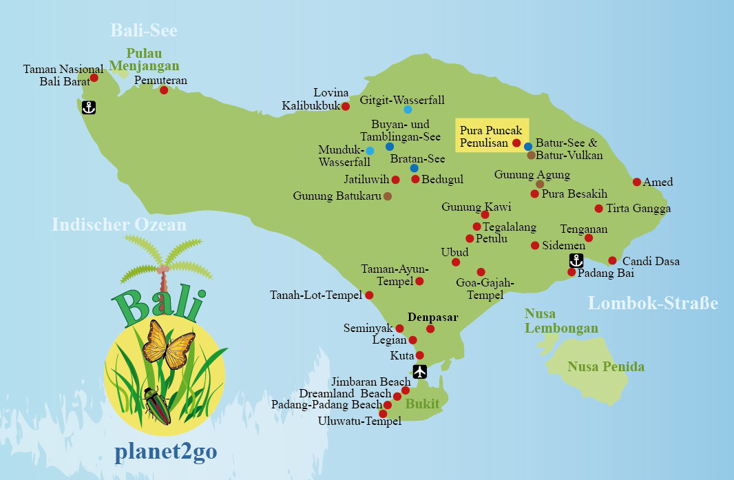 Karte Bali Sehenswürdigkeiten Pura Puncak Penulisan