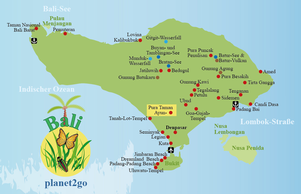 Karte Bali Sehenswürdigkeiten Pura Taman Ayun