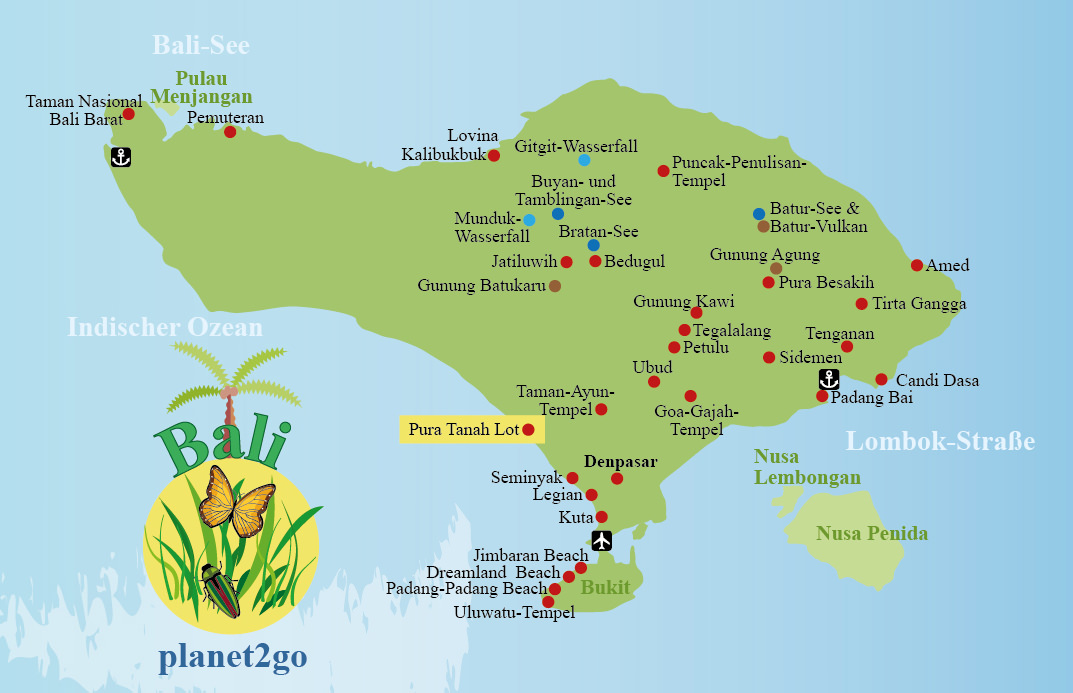 Karte Bali Sehenswürdigkeiten Pura Tanah Lot