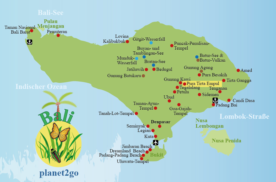 Karte Bali Sehenswürdigkeiten Pura Tirta Empul