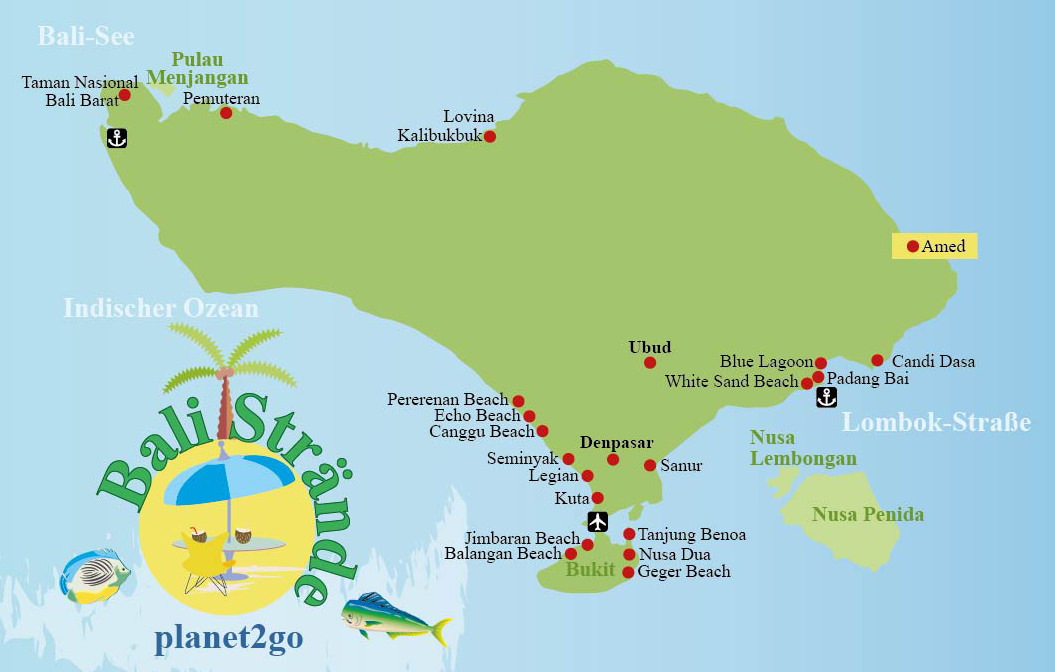 Karte Bali Strände Amed