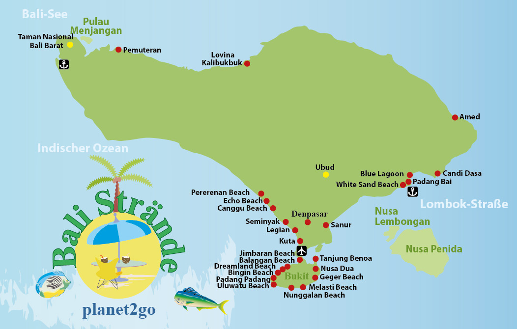 Bali Strände Karte