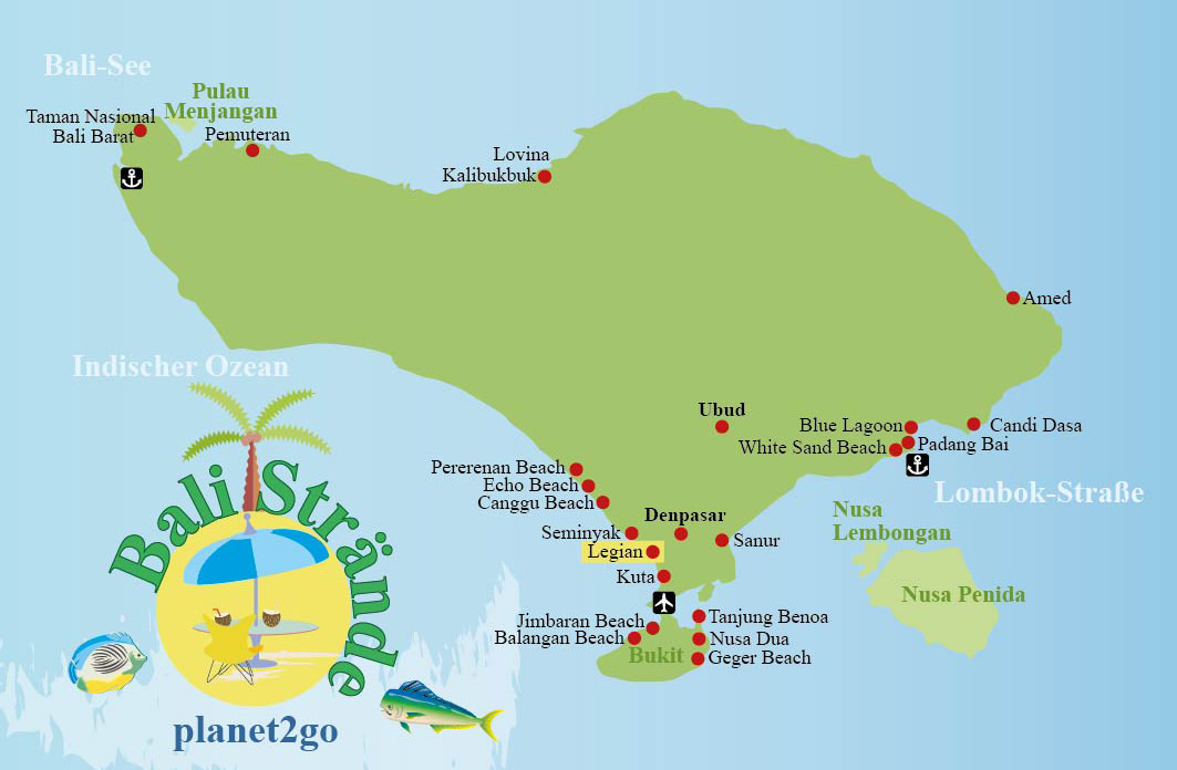 Karte Bali Strände Legian
