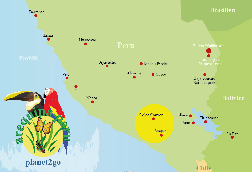 Karte Arequipa und Colca Canyon