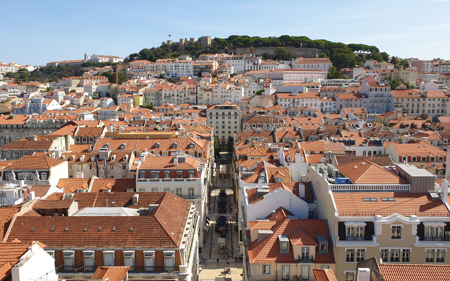 Aussicht Elevador de Santa Justa auf Baixa