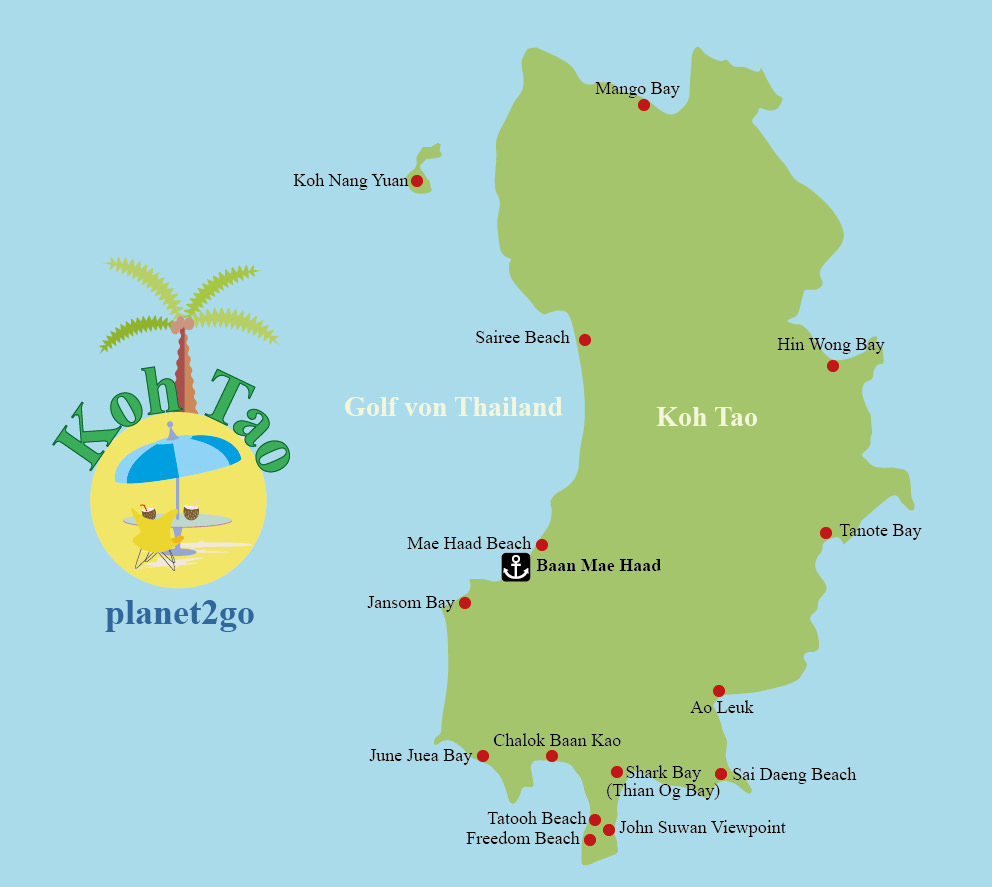 Karte Strände Koh Tao