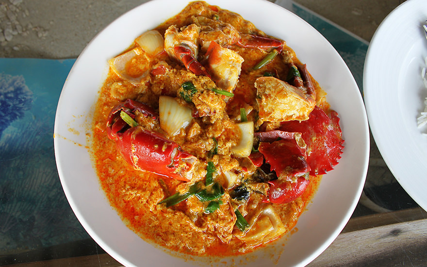 Gericht mit Blue Crabs