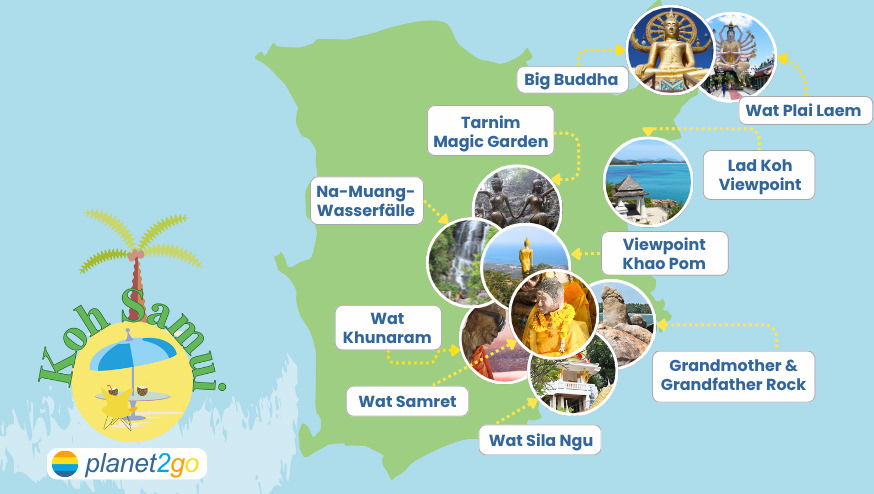 Karte Koh Samui Sehenswürdigkeiten