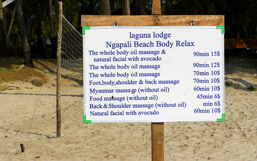 Preise Massagen Ngapali Beach